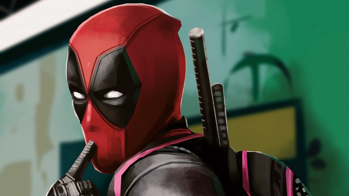 Deadpool artwork with swords