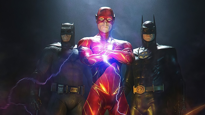 The Flash and two Batmen from DC Comics