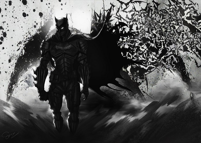 Batman artwork with bats