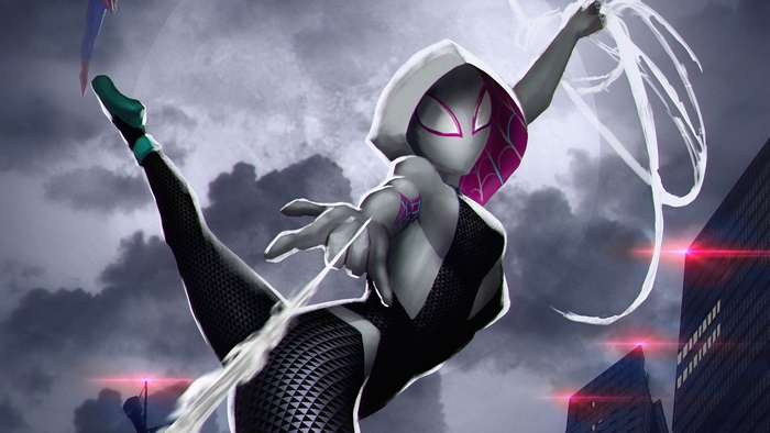 Spider-Gwen from Spider-Verse artwork 4K