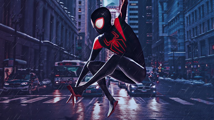 Spider-Man from Marvel Comics in a City