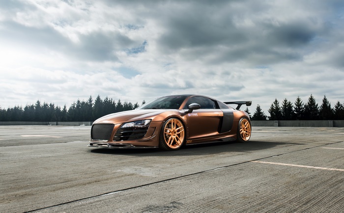 Audi R8 sports car with bronze finish