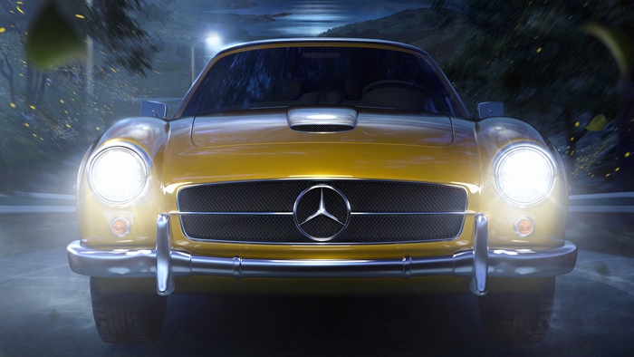 Yellow Mercedes-Benz 300 SL Gullwing Coupe 4K