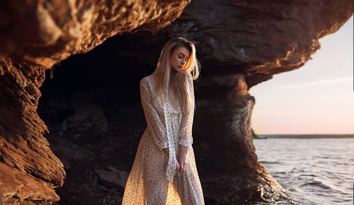 Model Portrait in Natural Cave Setting