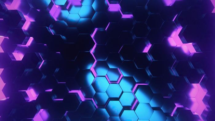 Abstract Hexagonal Grid with Neon Lighting 4K