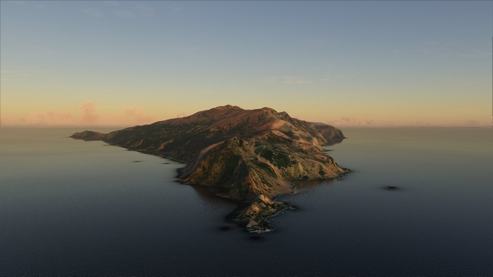 Island landscape with mountains and ocean at sunrise 4K