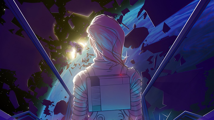 Astronaut with NES backpack in space