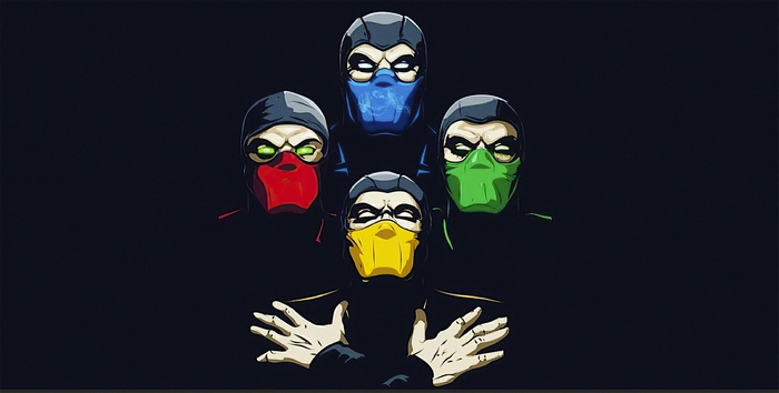 Mortal Kombat ninjas in a minimalist style