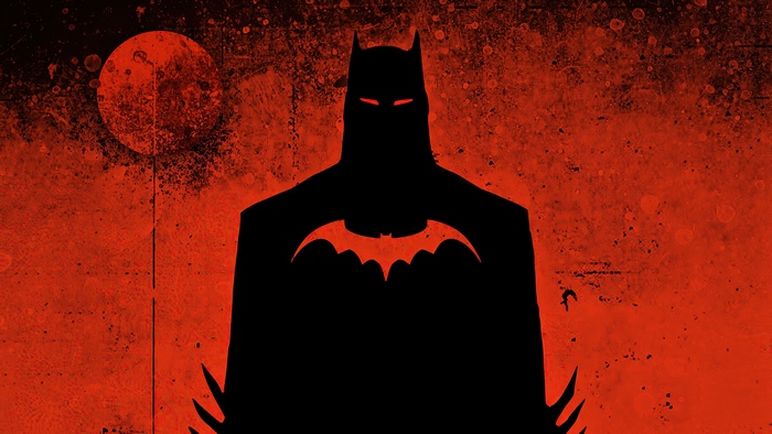 Batman silhouette with red moon background 4K
