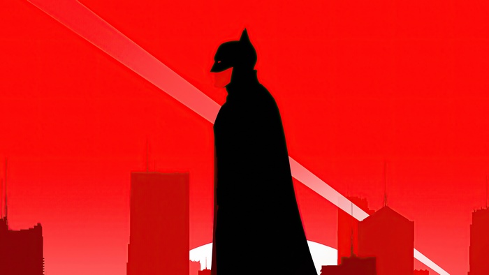 Batman artwork with city skyline