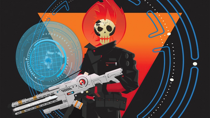 Cyberpunk Ghost Rider with Futuristic Gun