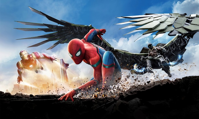 Spider-Man, Iron Man, and Vulture in battle