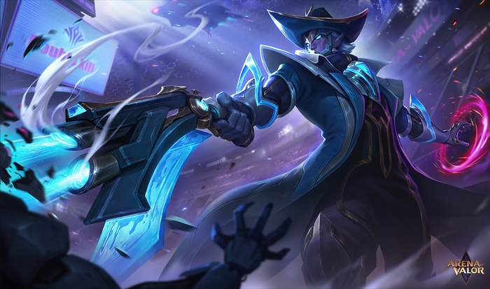 Character from Arena of Valor with glowing gun