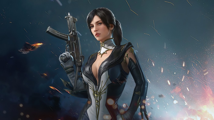 Woman with assault rifle in PUBG 4K