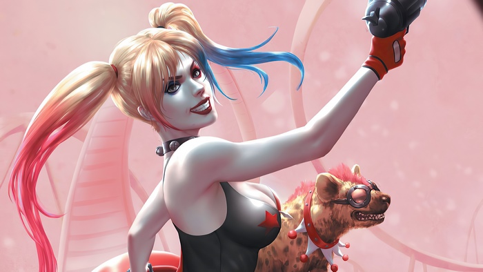 Harley Quinn with Hyena Artwork 4K