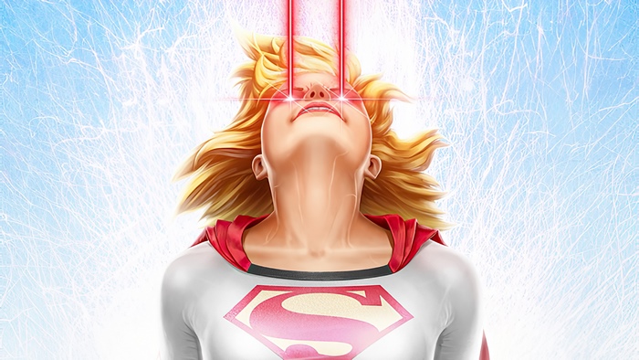 Supergirl artwork with heat vision
