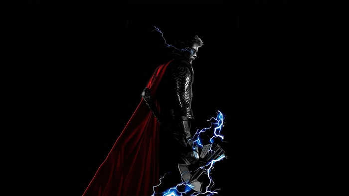 Thor from Marvel Comics with lightning