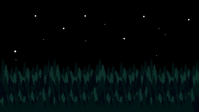 Night sky over a dark forest