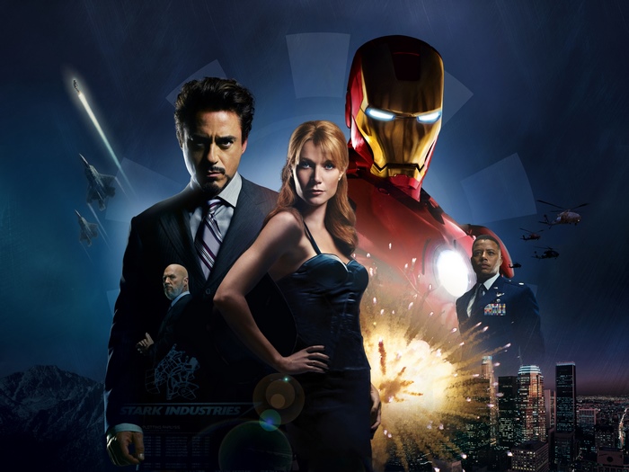 Iron Man 2 Poster with Tony Stark, Pepper Potts, and Iron Man