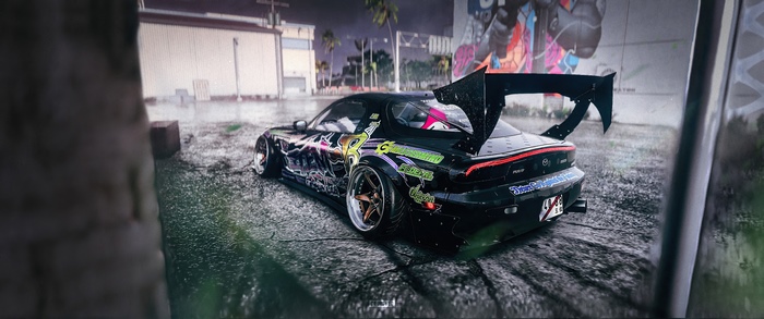 Mazda RX7 with custom decals in Need for Speed