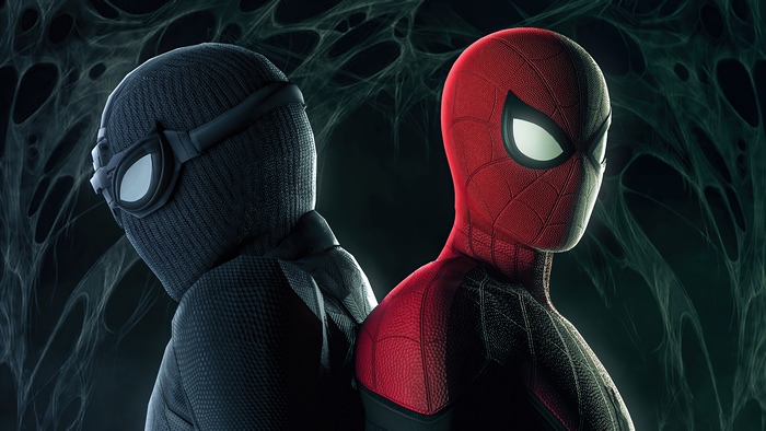Spider-Man in Stealth Suit and Red Suit Artwork 4K