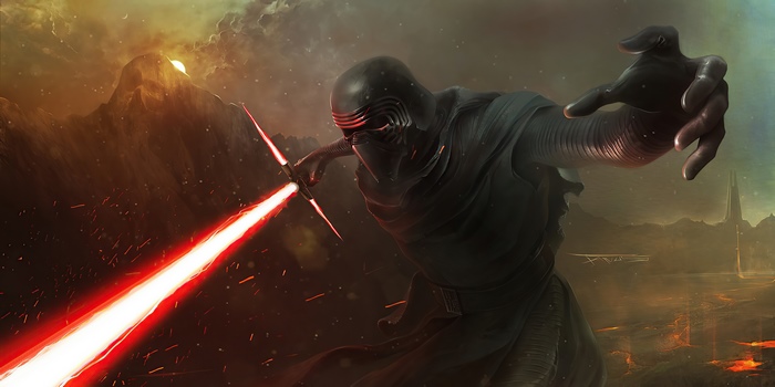 Kylo Ren from Star Wars with a lightsaber