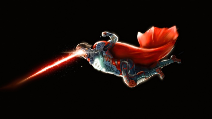 Superman artwork with heat vision