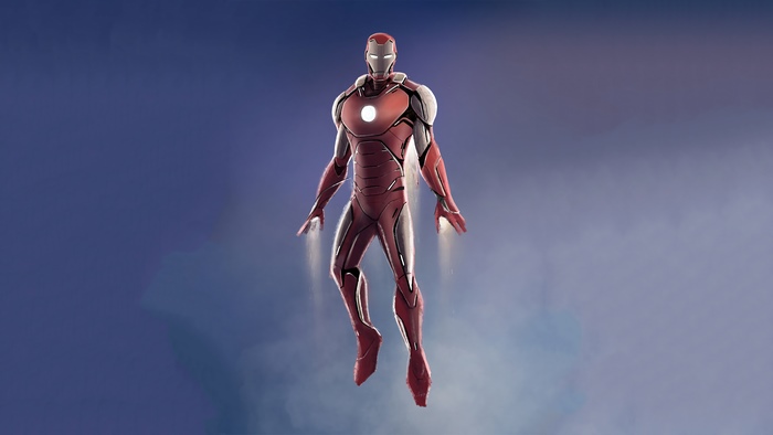 Iron Man flying in the sky