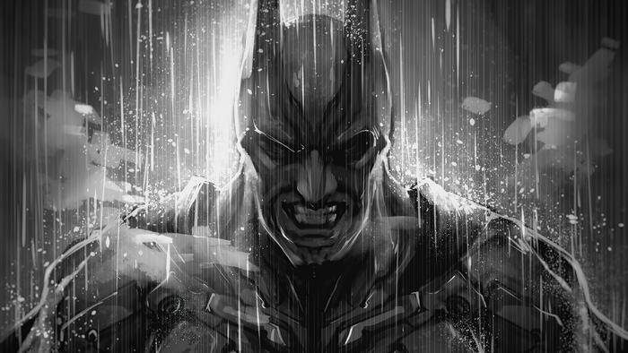 Batman in the rain artwork