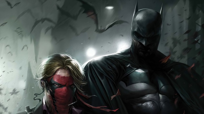 Batman and Red Hood artwork 4K