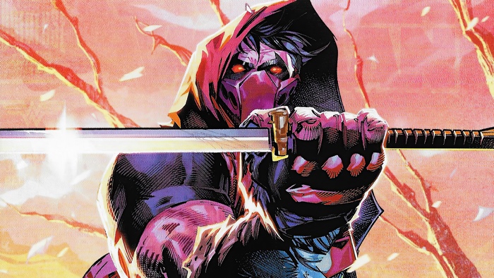 Red Hood holding a sword