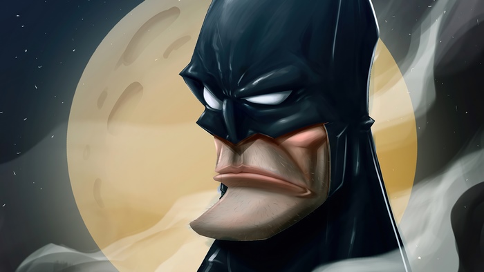 Batman artwork with a large moon