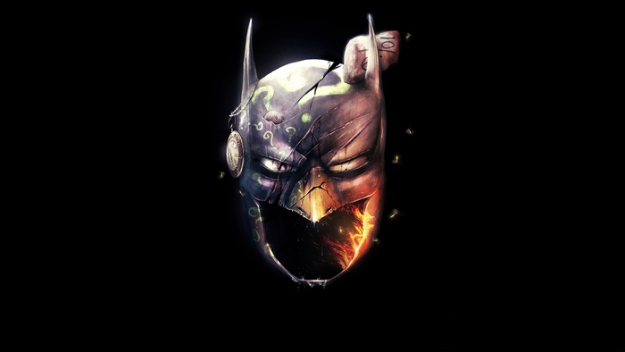 Batman mask artwork with Riddler elements