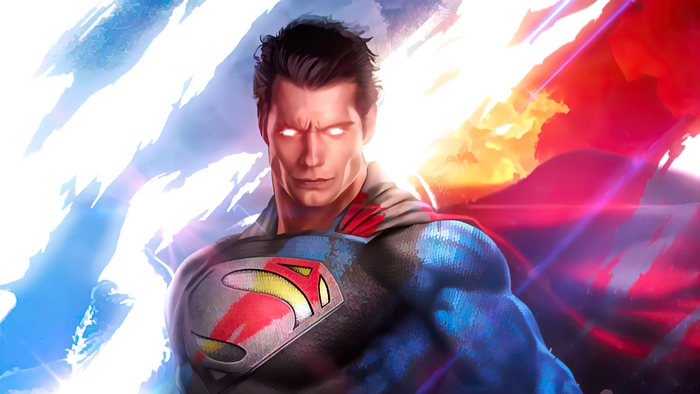 Superman artwork with glowing eyes