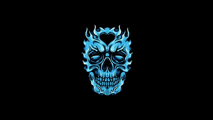 Blue flaming skull artwork