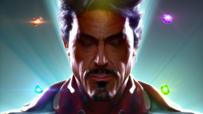 Iron Man with Infinity Stones artwork