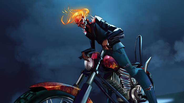 Ghost Rider on a motorcycle