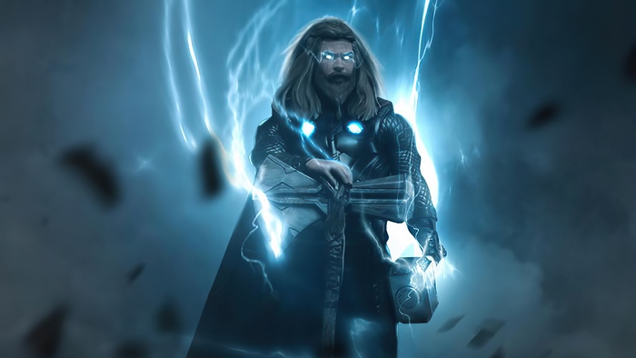 Thor from Marvel Comics with lightning
