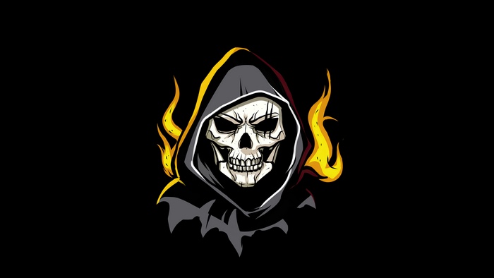 Grim Reaper Skull with Flames 4K