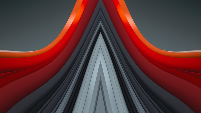 Abstract 3D digital art with red and gray layers