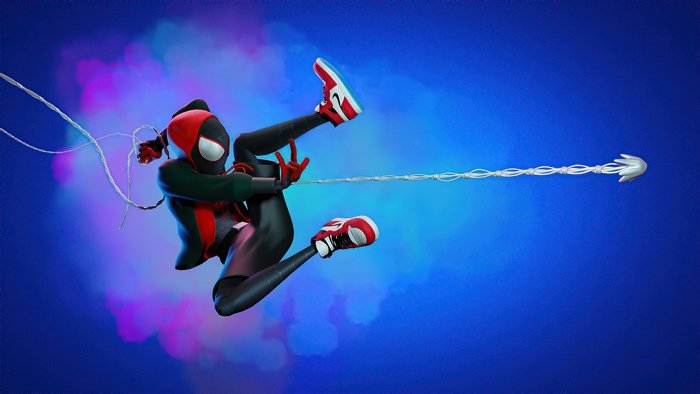 Miles Morales Spider-Man shooting webs 4K