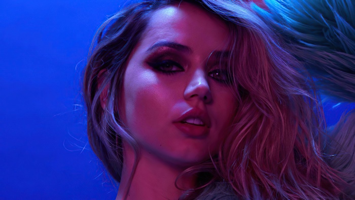 Ana de Armas in colorful lighting