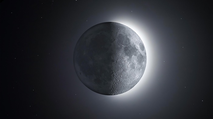 The Moon in Space with Stars 4K