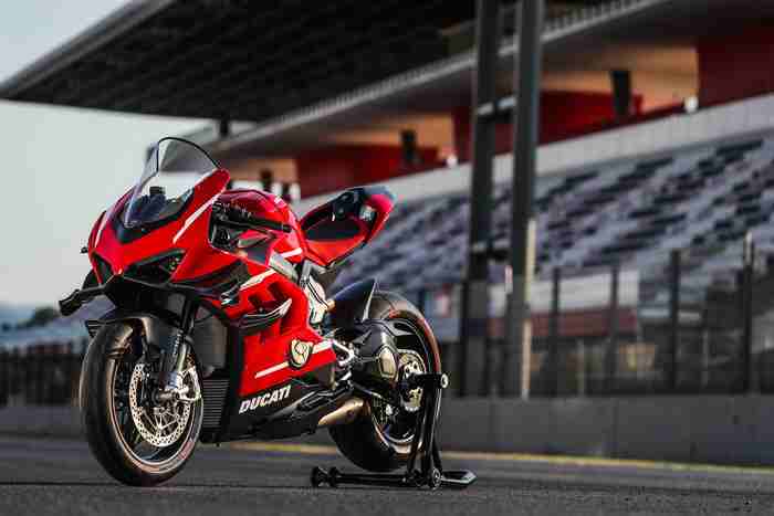Red Ducati motorcycle on a race track