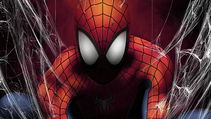 Spiderman artwork with spider webs
