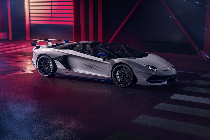 White Lamborghini Aventador SVJ Roadster Xago