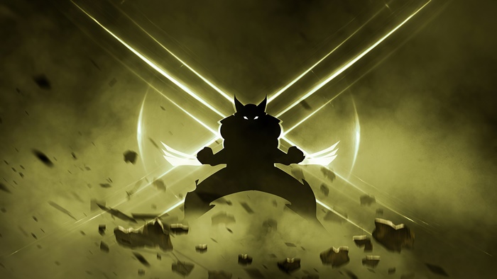 Wolverine Silhouette with Claws and Energy Beams