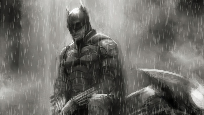 Batman in the rain artwork
