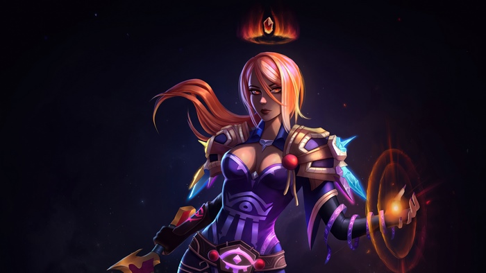 Fantasy girl with magic halo and shield