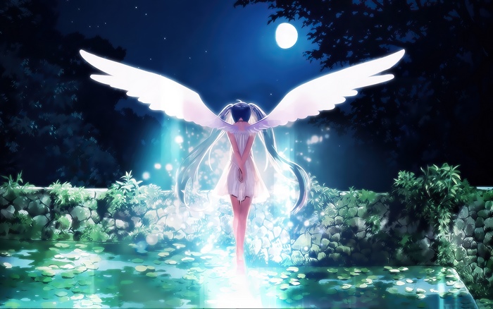 Hatsune Miku from Vocaloid with Wings